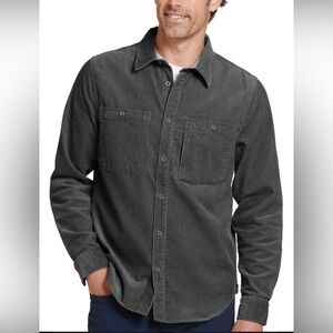 Men's Gray Corduroy Button-Up Shirt XL